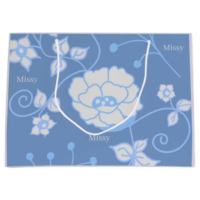 Blaue Gartengroße Geschenktüte (Vorderseite)