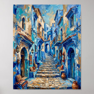 Blaue Gasse Poster Luxus Abstract Ölmalerei