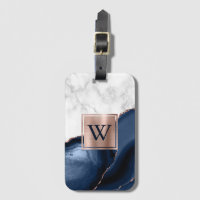 Blaue Gate-Rose Gold-Marmor-Monogramm