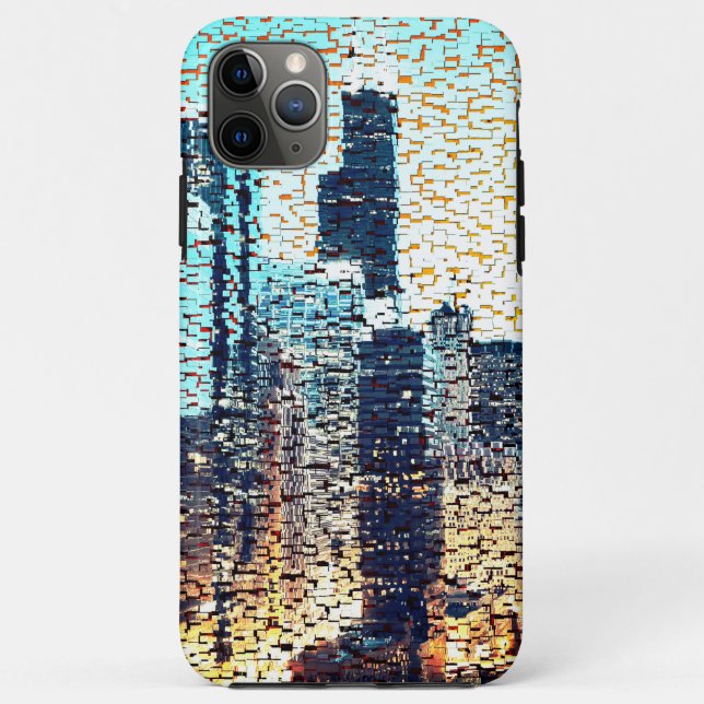 Blaue Gebäude im Mosaikstil mit Relief Case-Mate iPhone Hülle (Rückseite)