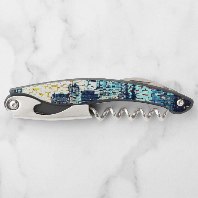 Blaue Gebäude im Mosaikstil mit Relief Kellnermesser (Vorderseite)