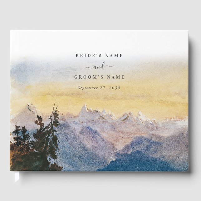 Blaue Gebirge Pine Wedding Gästebuch (Vorderseite)