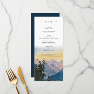 Blaue Gebirge Pine Wedding Menükarte