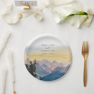 Blaue Gebirge Pine Wedding Pappteller