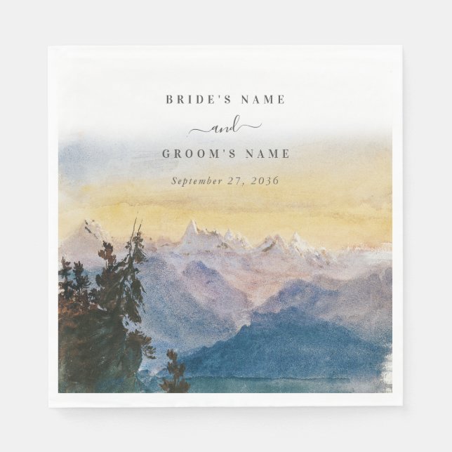 Blaue Gebirge Pine Wedding Serviette (Vorderseite)