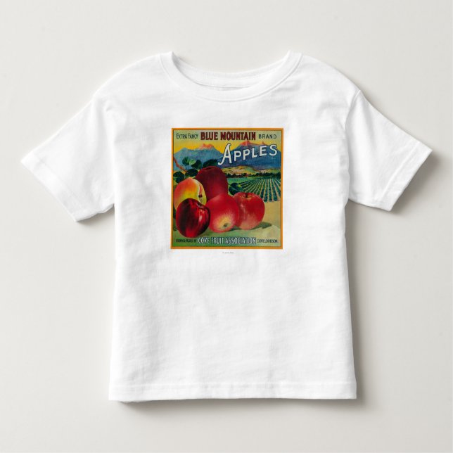 Blaue GebirgsApple-Kiste LabelCove ODER Kleinkind T-shirt (Vorderseite)