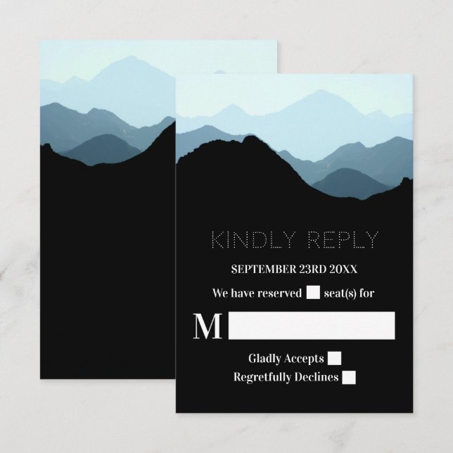 Blaue Gebirgskette, rustikale Hochzeit RSVP Karte (Vorne/Hinten)