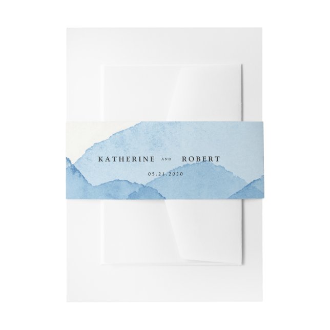 Blaue Gebirgslandschaft Hochzeit Einladungsbanderole (Vorderseite Beispiel)