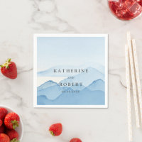 Blaue Gebirgslandschaft Hochzeitmongramm