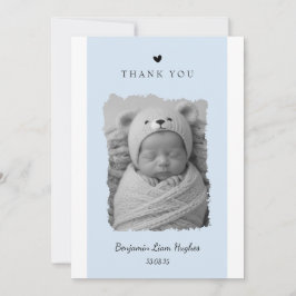 Blaue Geburtsankündigungskarte mit Foto Einladung