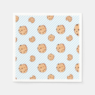 Blaue Geburtstags-Papierplatte mit Milch und Kekse Serviette