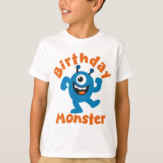 Blaue Geburtstagsmonster-Party T-Shirt (Vorderseite)