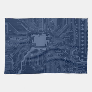 Blaue Geek-Mainboard-Schaltkreisstruktur Küchentuch