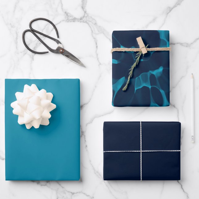 Blaue Gefärbte Krawatte Geschenkpapier Set (Vorderseite)