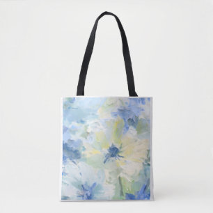 Blaue Gelbe Abstrakte Aquarell-Blumen-Schultertasc