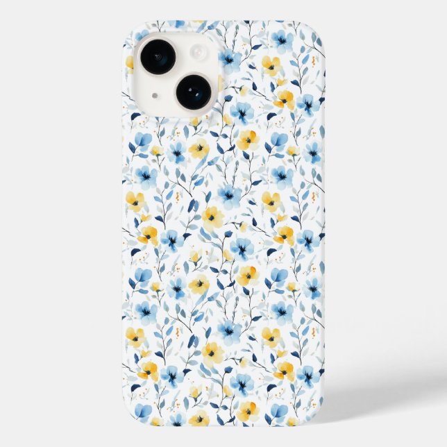 Blaue Gelbe Aquarell-Wildblume  Case-Mate iPhone Hülle (Rückseite)