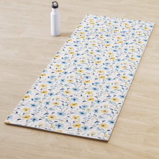 Blaue Gelbe Aquarell-Wildblume Yogamatte