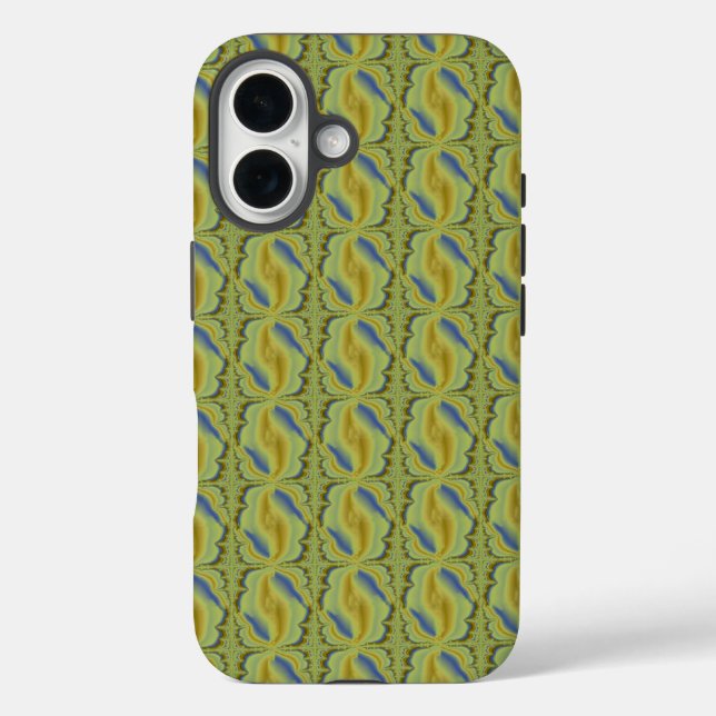 Blaue gelbe Artdeco im Retro-Stil Case-Mate iPhone Hülle (Rückseite)