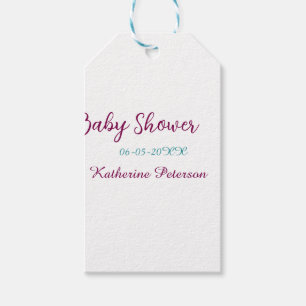 Blaue gelbe Babyparty Name Datum Tier Ohr süß Geschenkanhänger