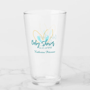 Blaue gelbe Babyparty Name Datum Tier Ohr süß Glas