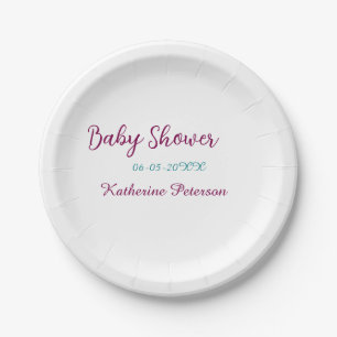 Blaue gelbe Babyparty Name Datum Tier Ohr süß Pappteller