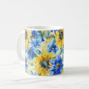Blaue Gelbe Blumen Kaffeetasse