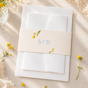Blaue & Gelbe Butterblumen-Hochzeit editierbar Einladungsbanderole