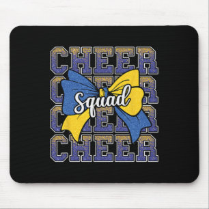 Blaue gelbe Cheerleader-Mannschaft Lustige Cheerle Mousepad