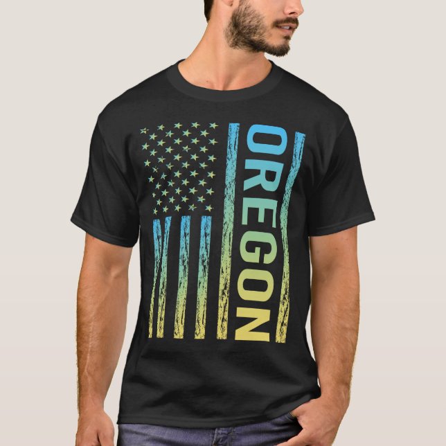 Blaue gelbe Flagge - Oregon T-Shirt (Vorderseite)