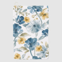 Blaue Gelbe Gartenblumen Botanisches Muster