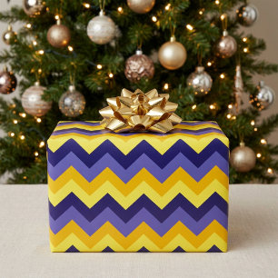 Blaue Gelbe Gold Chevron-Geschenkpapier Geschenkpapier