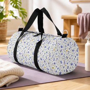 Blaue Gelbe Grüne Aquarell-Wildblumen-Muster Duffle Bag