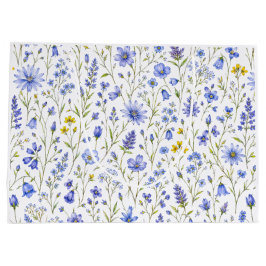 Blaue Gelbe Grüne Aquarell-Wildblumenmuster Große Geschenktüte