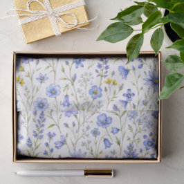 Blaue Gelbe Grüne Aquarell-Wildblumenmuster Seidenpapier