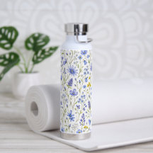 Blaue Gelbe Grüne Aquarell-Wildblumenmuster
