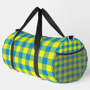 Blaue Gelbe Grüne Karierte Karomuster Groß Duffle Bag