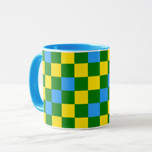 Blaue Gelbe Grüne Karomuster Gestaltung  Tasse