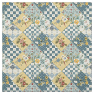 Blaue gelbe grüne Patchworkdecke im Vintage-Stil Stoff