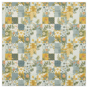 Blaue gelbe grüne Patchworkdecke im Vintage-Stil Stoff
