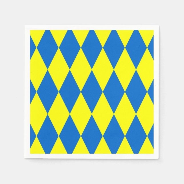 Blaue Gelbe Harlekin Karomuster Design  Serviette (Vorderseite)