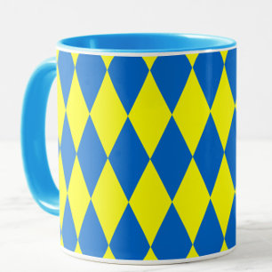 Blaue Gelbe Harlekin Karomuster Tasse