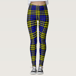 Blaue Gelbe Karierte Karo Nahtlose Muster Leggings