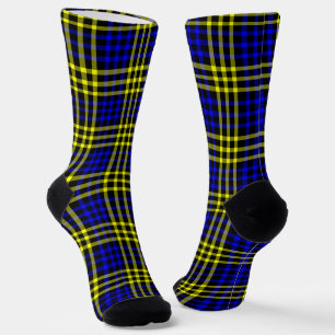 Blaue Gelbe Karierte Karo Nahtlose Muster Socken