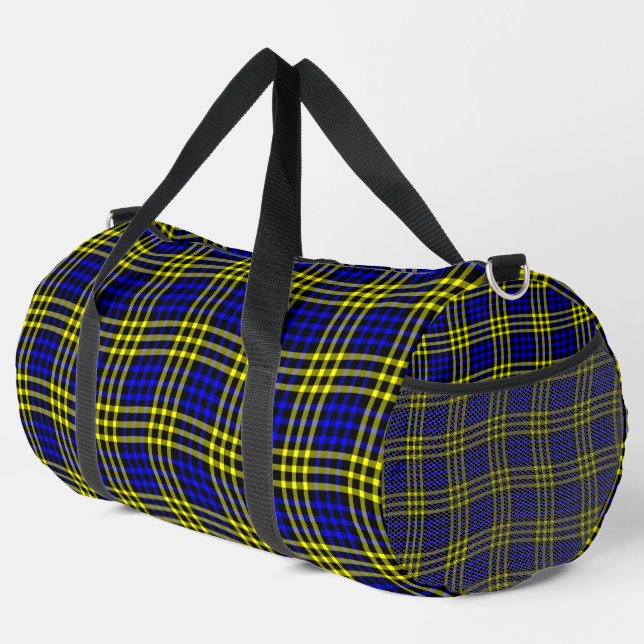 Blaue Gelbe Karierte Nahtlose Muster Große Duffle Bag (Rechte Ecke)