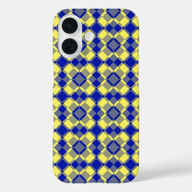 Blaue Gelbe Karo Argyle-Muster Case-Mate iPhone Hülle (Rückseite)