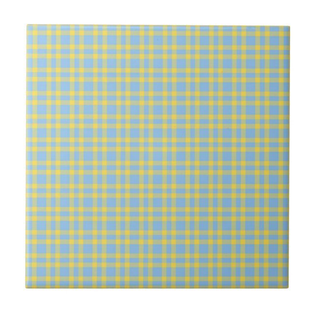 Blaue Gelbe Karomuster Fliese (Vorderseite)