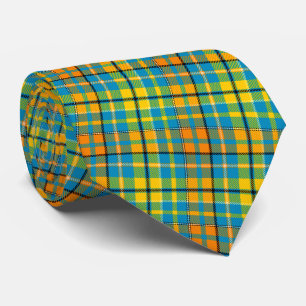 Blaue Gelbe Orange Karierte Tartan-Design Krawatte
