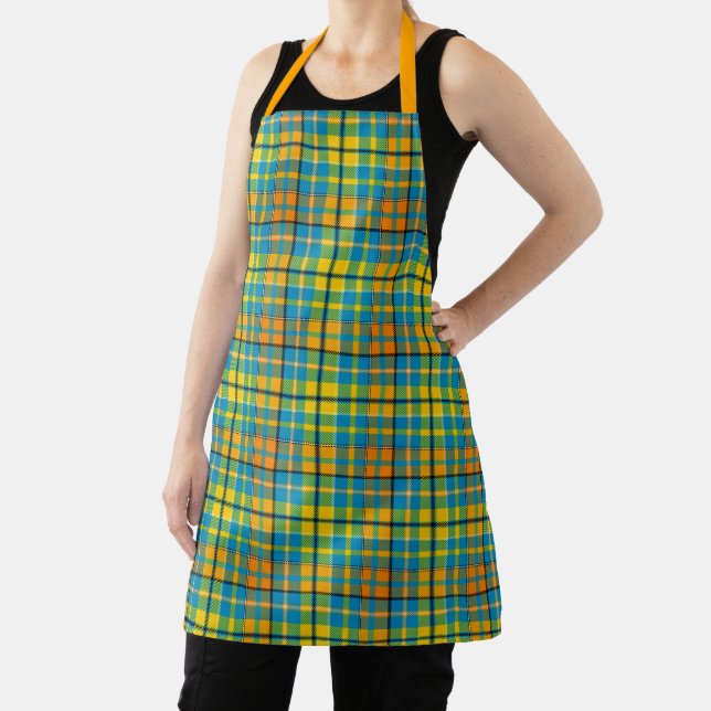 Blaue Gelbe Orange Karierte Tartan-Design  Schürze (InSitu)