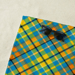 Blaue Gelbe Orange Karierte Tartan-Design Strandtuch