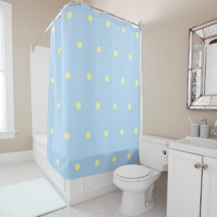 Blaue Gelbe Pastell-Tupfen-Muster Whimsical  Duschvorhang